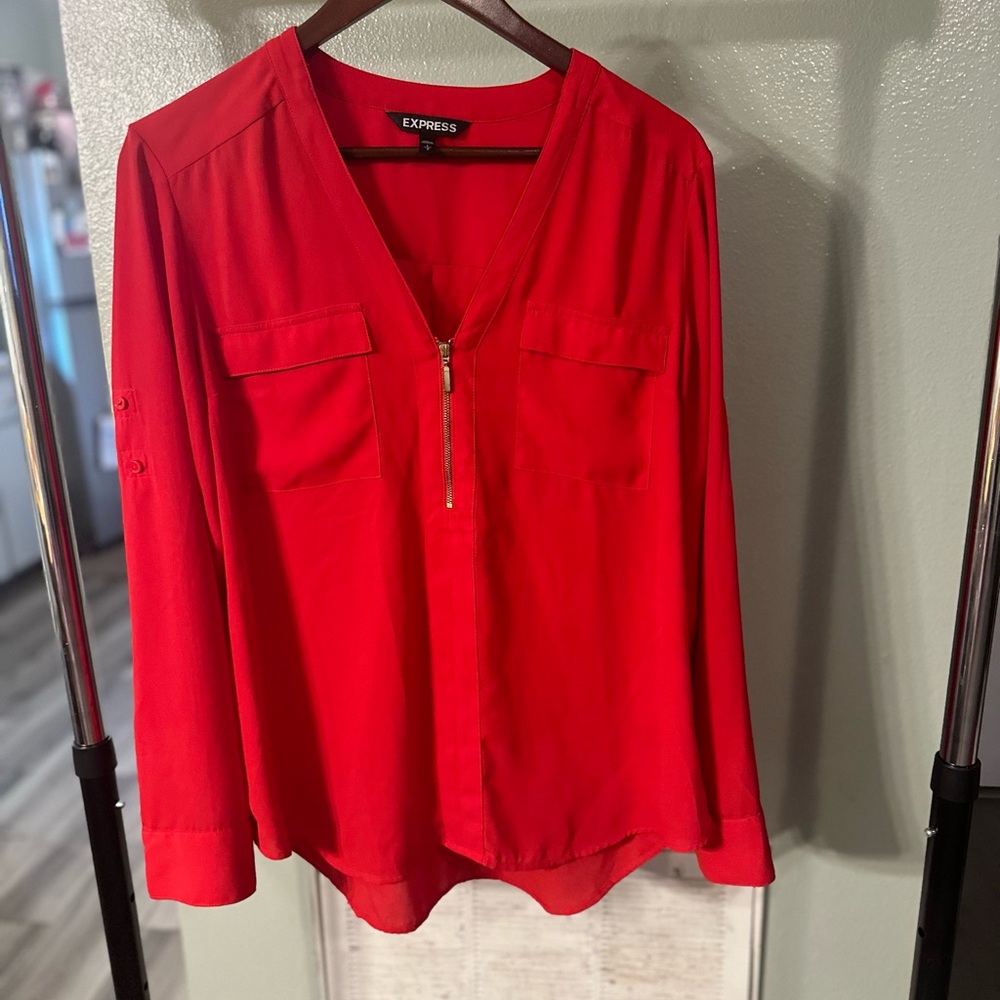 Express Set of Two Women's Bold Red and Purple Portofino Blouses